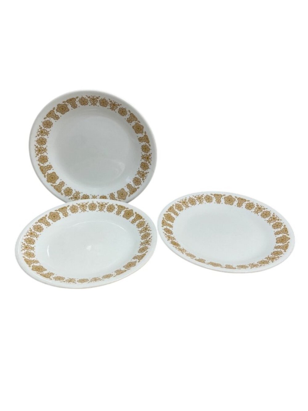 Vtg Corelle Butterfly Gold Dessert Salad Dinner Plates 7 In. Set 3 1970s Corning